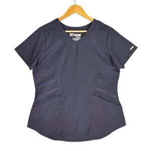 GREY’S ANATOMY BY BARCO IMPACT V-NECK SCRUB TOP – WOMEN’S MEDIUM – DARK GREY